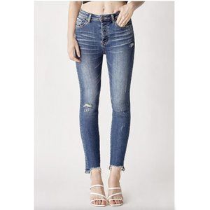 Risen Los Angeles Distressed Vintage Skinny Women's Size 30 / 11 Dark Wash Jeans